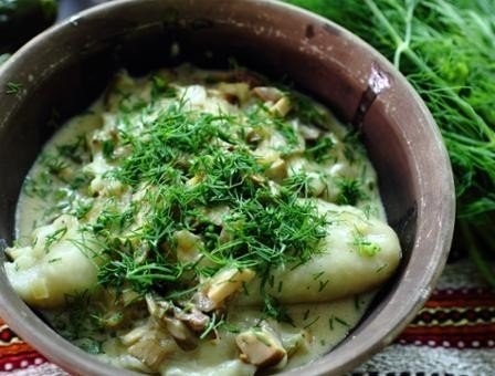 Вареники с картофелем с грибным соусом, версия "люкс"