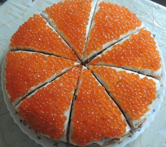 Закусочный торт из морепродуктов к Новогоднему столу.