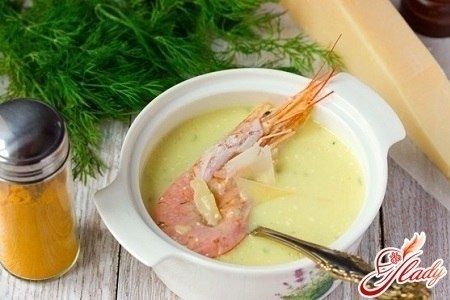 ырный крем-суп с креветками»