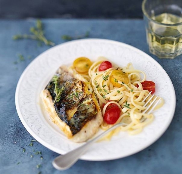 Вкусный ужин: жареная кефаль с лингуине Вкусный ужин: жареная кефаль с лингуине