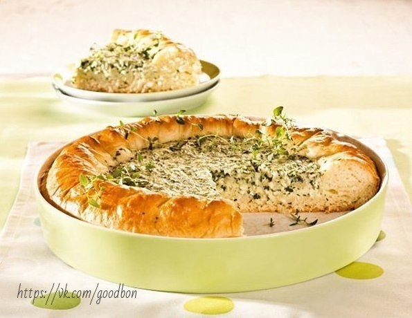Творожный пирог с зеленью и луком Творожный пирог с зеленью и луком
