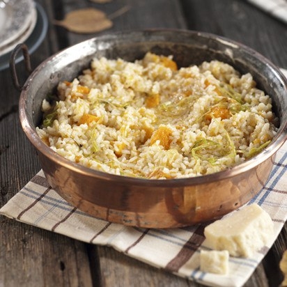 Ризотто с тыквой и луком-пореем