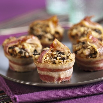 Тарталетки из бекона с грибами