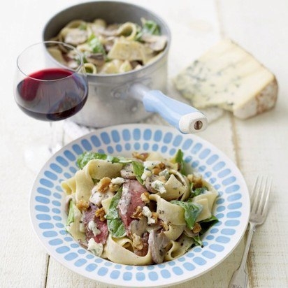 Стейк из говядины с голубым сыром и пастой Стейк из говядины с голубым сыром и пастой