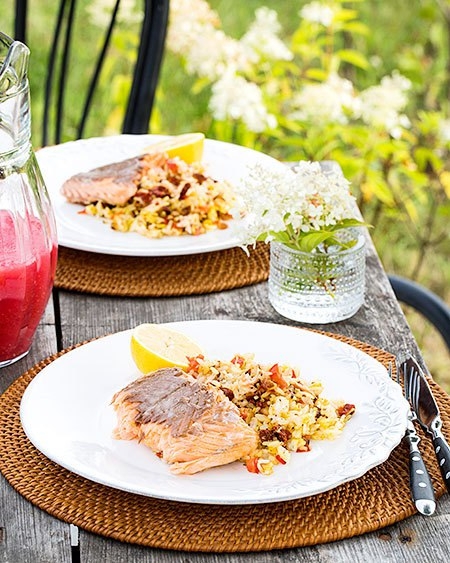 Семга на гриле, фаршированная рисом Семга на гриле, фаршированная рисом