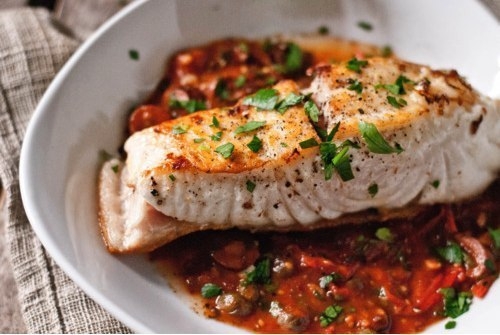 Филе палтуса а-ля путанеска Филе палтуса а-ля путанеска