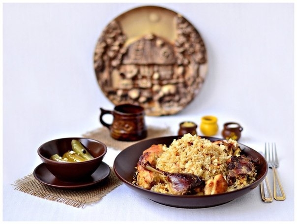 Утка с чесноком на рисовой подушке Утка с чесноком на рисовой подушке