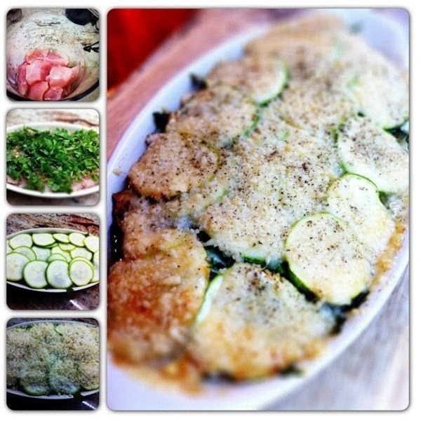 Куриный гратен с молодыми кабачками и пармезаном Куриный гратен с молодыми кабачками и пармезаном