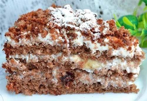 Ореховый тортик со сметанным кремом