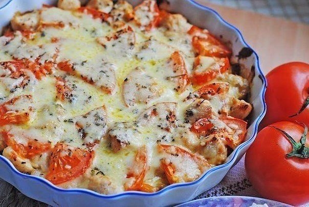Куриное филе с овощами и сыром