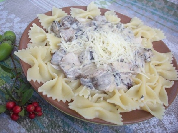 Макароны с лесными грибами