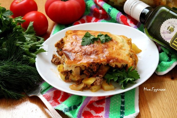 Болгарская мусака с фаршем и овощами
