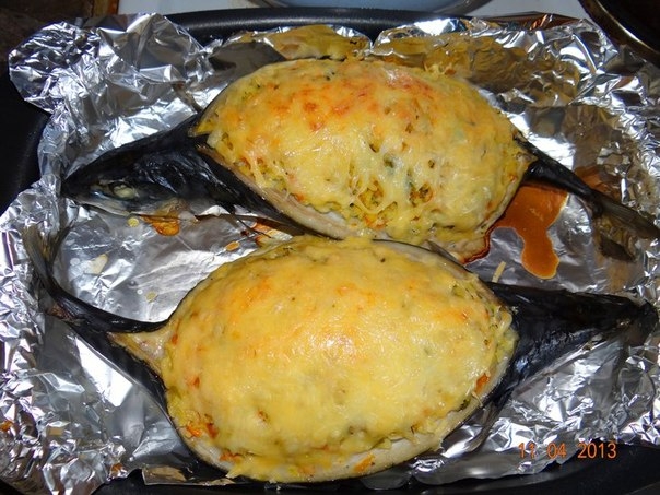 СКУМБРИЯ НАРАСПАШКУ - фаршированная рисом со сливками
