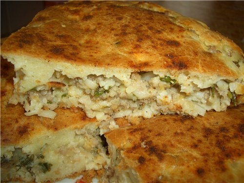 Пирог заливной с мясом и картофелем