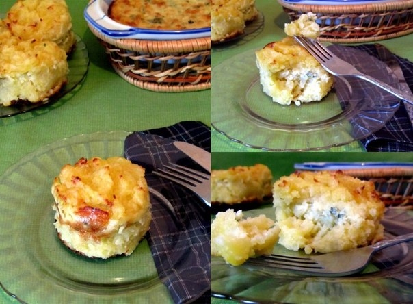 Запеканка из картофеля с кроликом и голубым сыром
