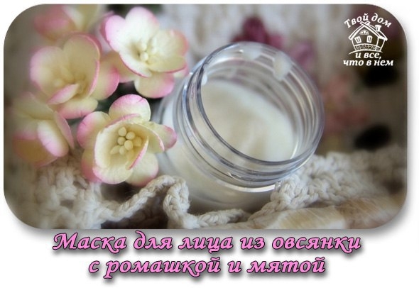 Маска для лица из овсянки с ромашкой и мятой Маска для лица из овсянки с ромашкой и мятой