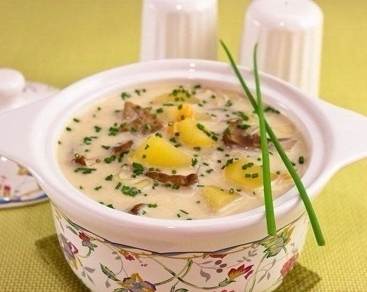 Сырный суп с белыми грибами
