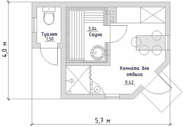 Проект сауны &laquo;Банька&raquo; на 4 человека.