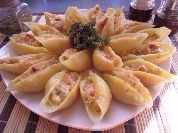 Жюльен в больших ракушках (конкильони).