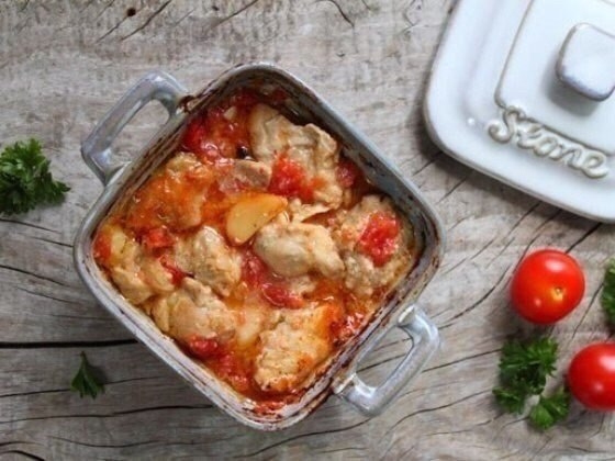 Куриное филе с горчицей и помидорами Куриное филе с горчицей и помидорами