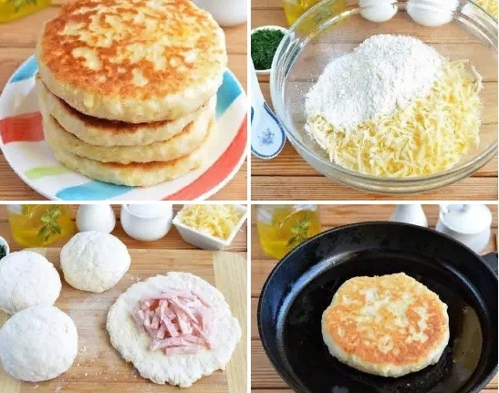 Сырные лепешки с начинкой на кефире. Сырные лепешки с начинкой на кефире.