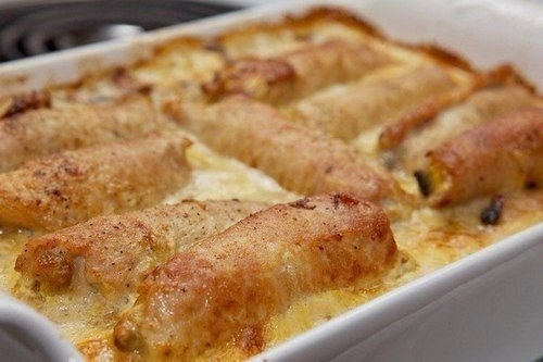 Рулеты из свинины с грибами и сыром моцарелла