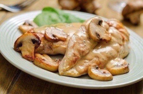 Куриное филе в сливочно-грибном соусе