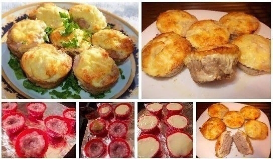 МЯСНЫЕ КЕКСЫ С СЫРНОЙ НАЧИНКОЙ