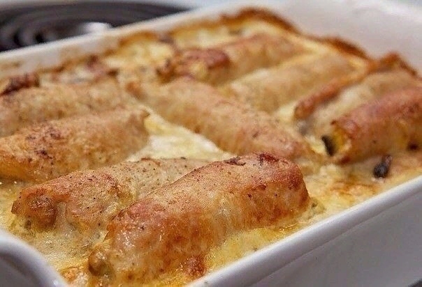 Вкусные рулетики из свинины с грибами Вкусные рулетики из свинины с грибами