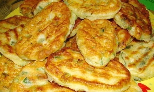 Оладьи с яйцом и зелёным луком!