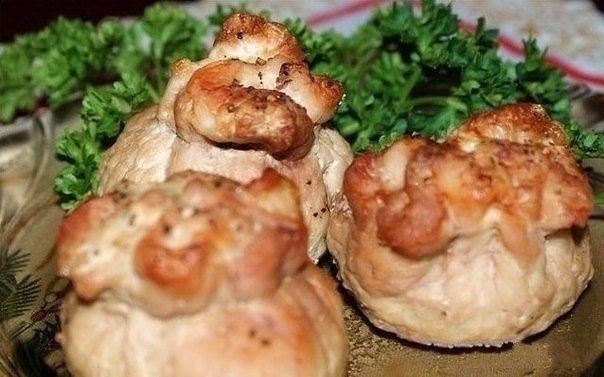 "Мешочки" с сыром и грибами