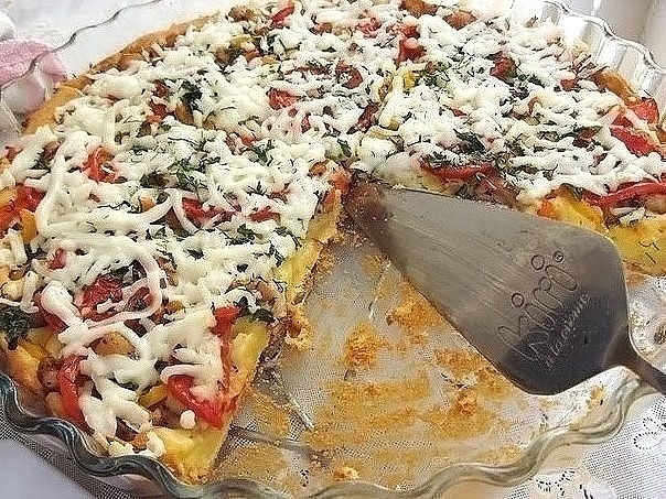 Готовим открытый пирог с курицей, помидорами и болгарским перцем Готовим открытый пирог с курицей, помидорами и болгарским перцем