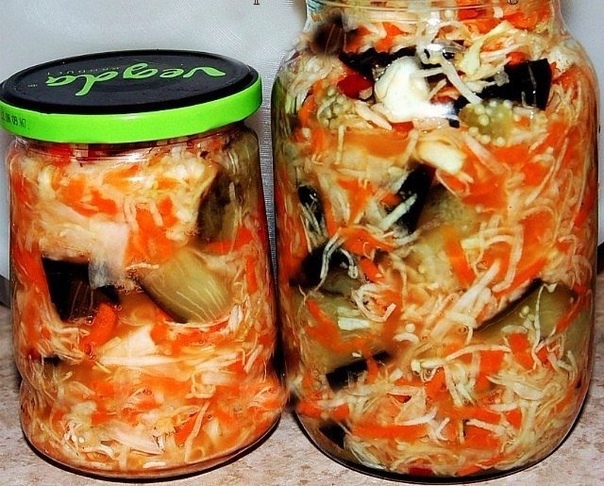 Баклажаны кусочками с капустой на зиму Баклажаны кусочками с капустой на зиму