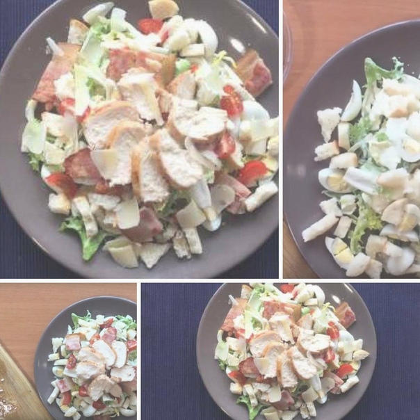 Салат Цезарь с беконом Салат Цезарь с беконом