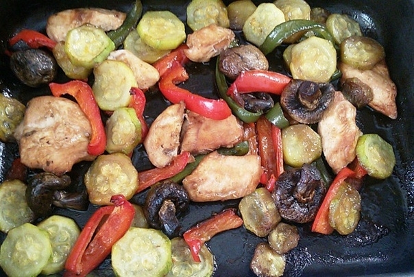 Курица с овощами в соевом соусе Курица с овощами в соевом соусе