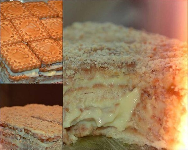 Торт из печенья и заварным кремом Торт из печенья и заварным кремом