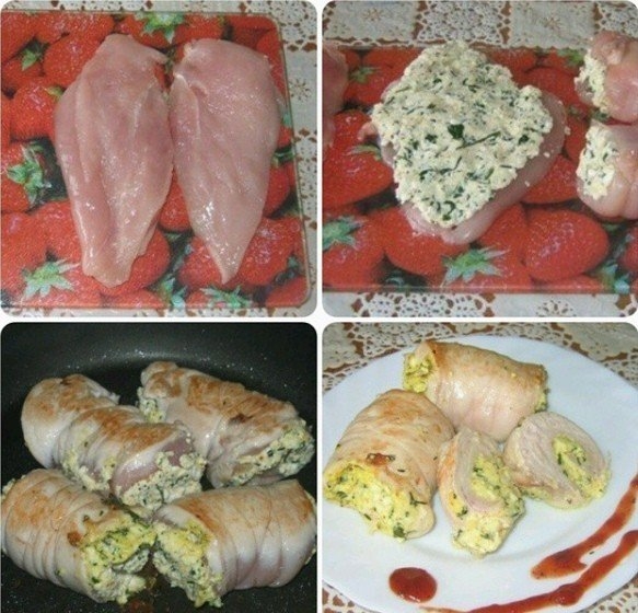РУЛЕТ ИЗ КУРНОГО ФИЛЕ С ТВОРОГОМ