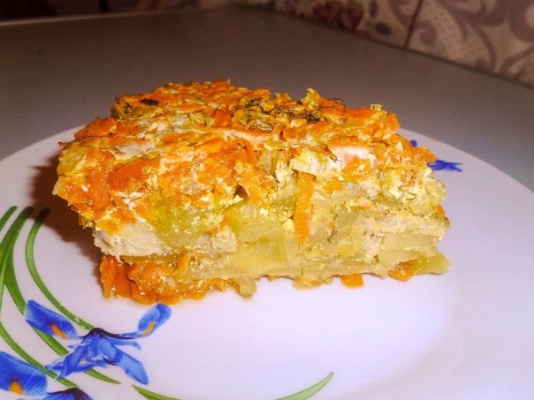 Запеканка с кабачками и рыбой.
