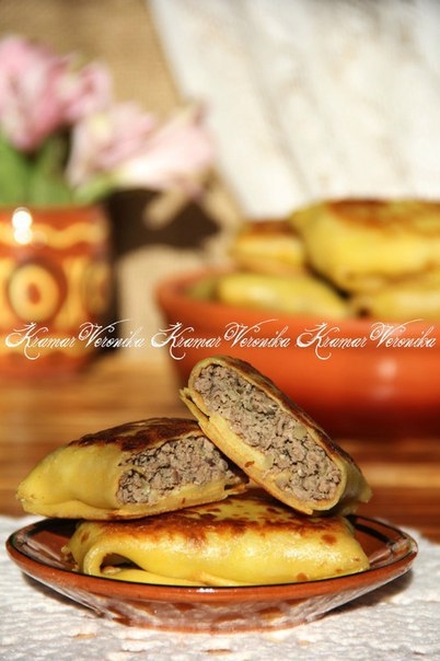 Блинчики с куриными сердечками Блинчики с куриными сердечками
