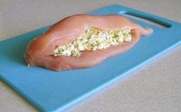 Куриное филе с творогом и зеленью!