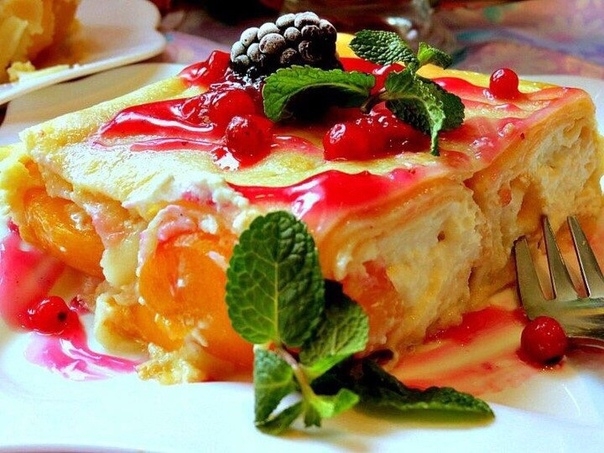 Блины с творогом и персиками