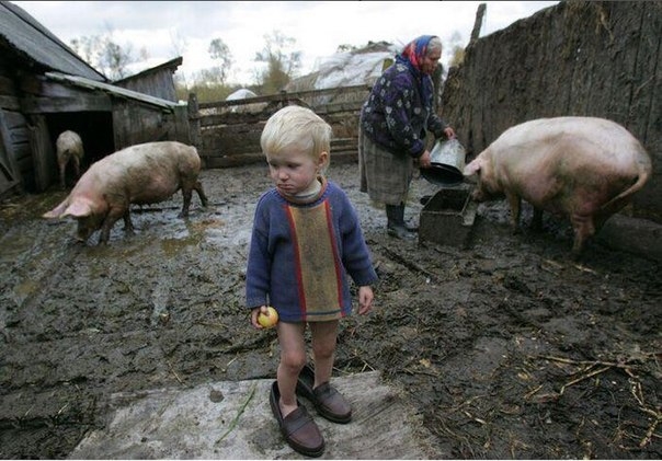 К бабушке в деревню, отвезли на лето...