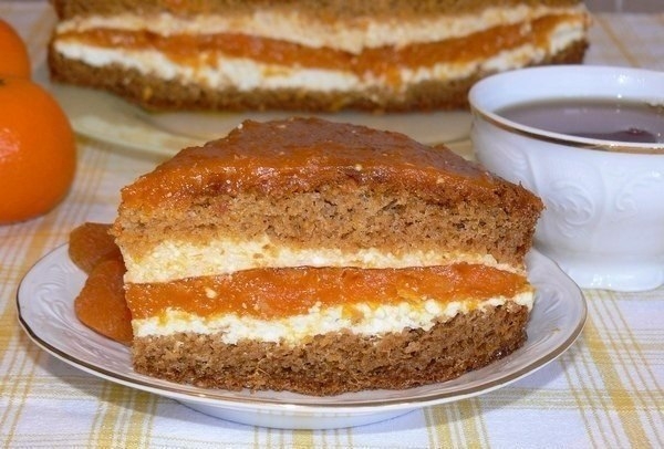 Торт с творогом и курагой Торт с творогом и курагой