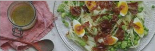 САЛАТ ИЗ ФЕНХЕЛЯ, СТРУЧКОВ ГОРОХА И ФАСОЛИ