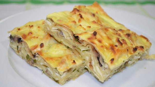 Пирог из лаваша с грибами и сыром. Пирог из лаваша с грибами и сыром.
