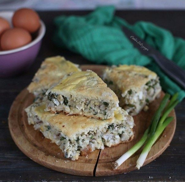Диетический пирог с треской, яйцами и зеленью