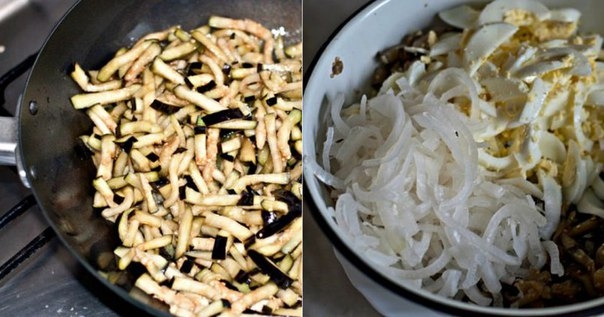 Салат из баклажанов с яйцами и курицей Салат из баклажанов с яйцами и курицей