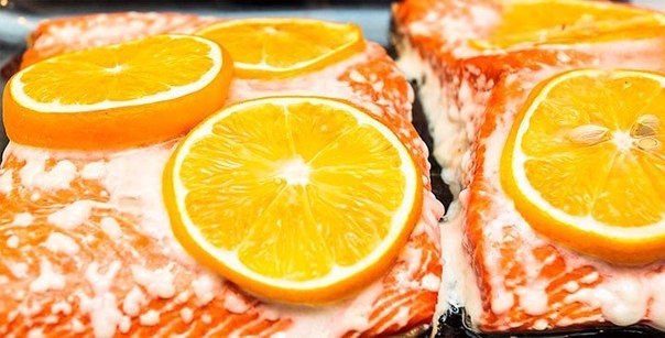 Семга с апельсинами