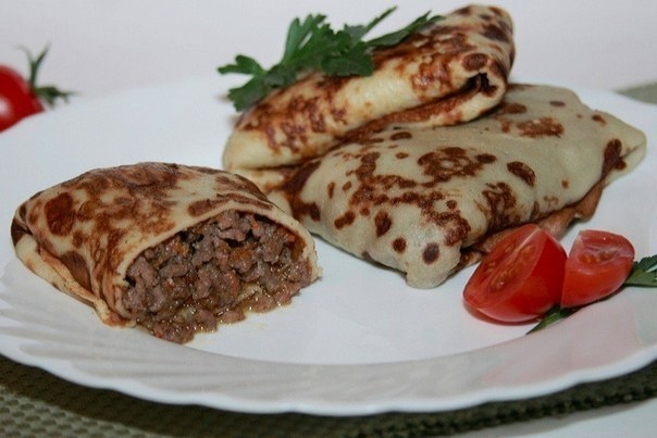 Блины на пиве. С мясом Блины на пиве. С мясом