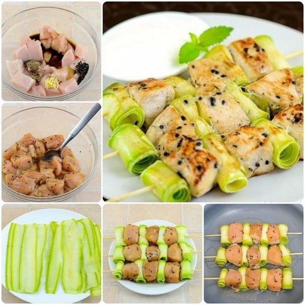 Куриные шашлычки с кабачками. Лайк не жалеем
